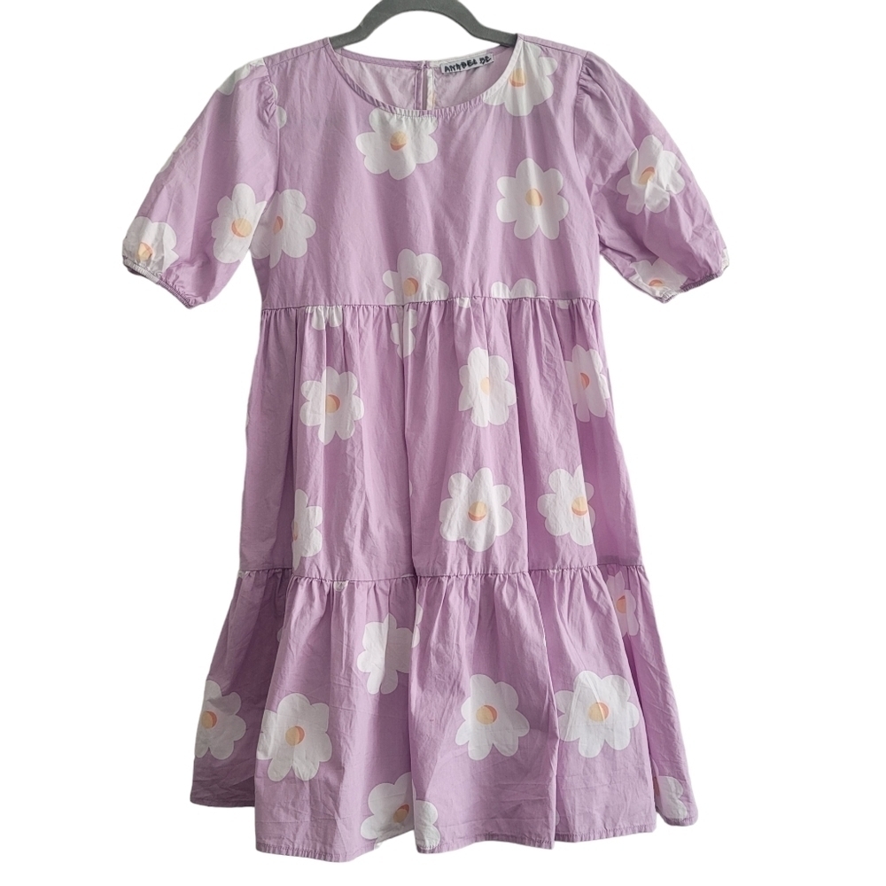 Girls Size 12 Purple Floral Daisy Summer Cotton‎ Tiered Dress Poland Spring